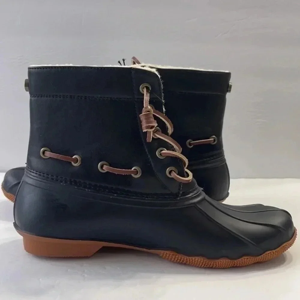 Seven7 Women's Waterproof Duck Rain Boots‎ Women’s Black Size 8